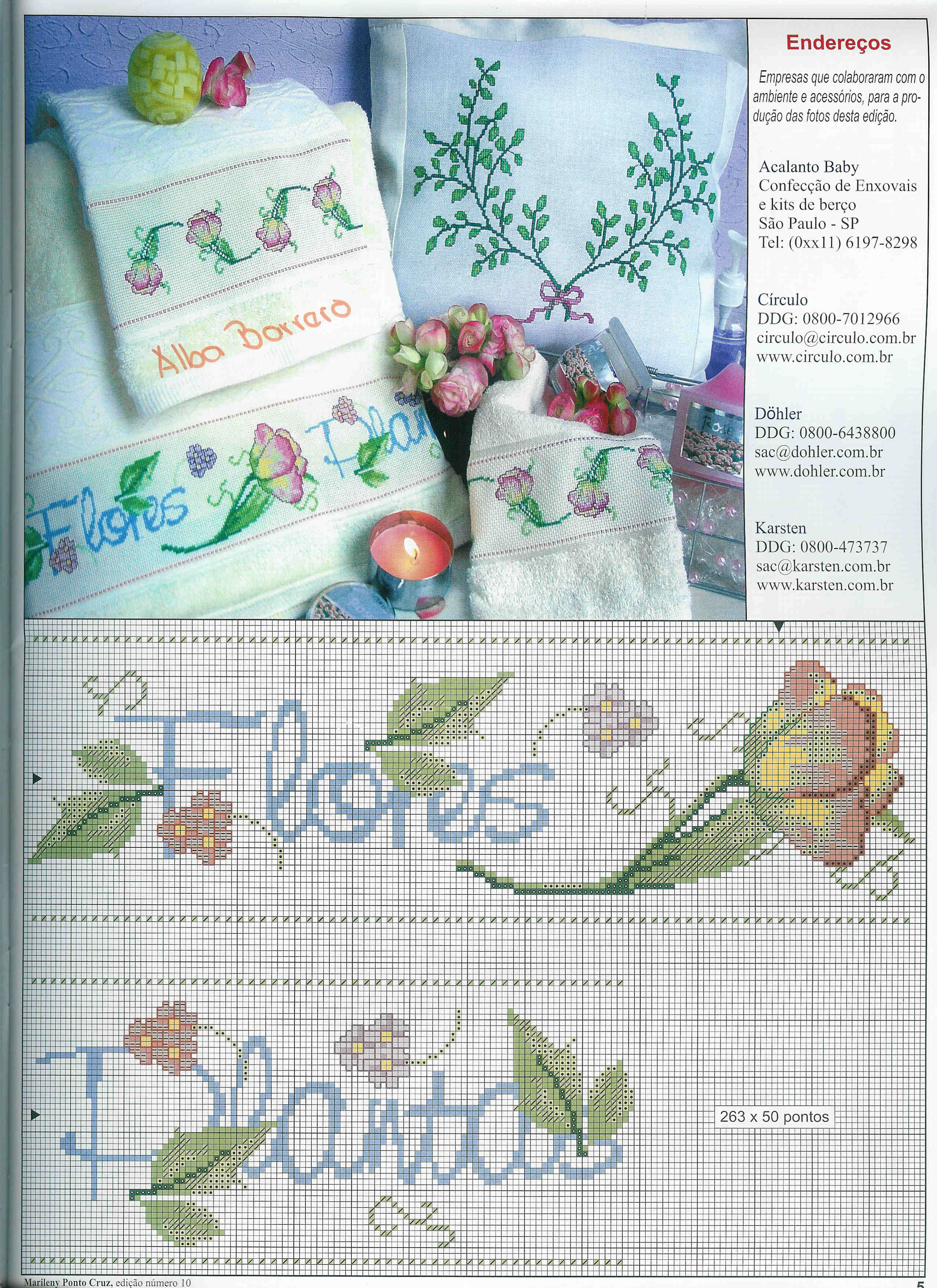 Schema punto croce Asciugamani Fiori 13