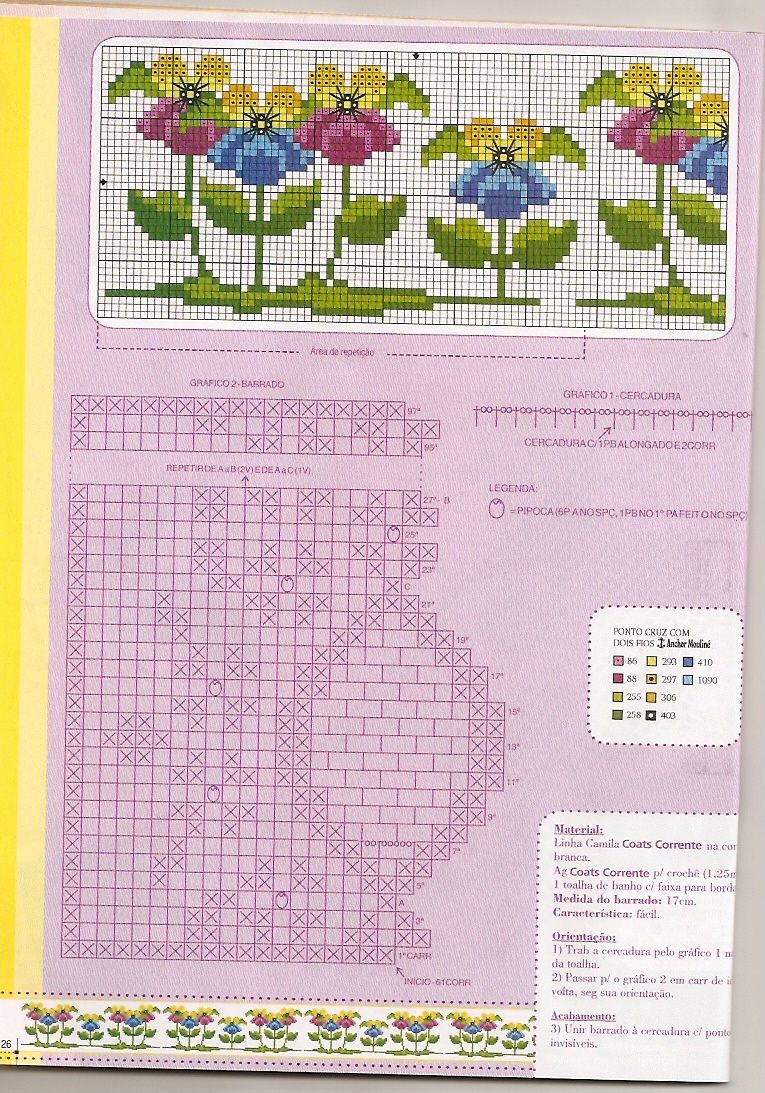 Schema punto croce Asciugamani Fiori 25