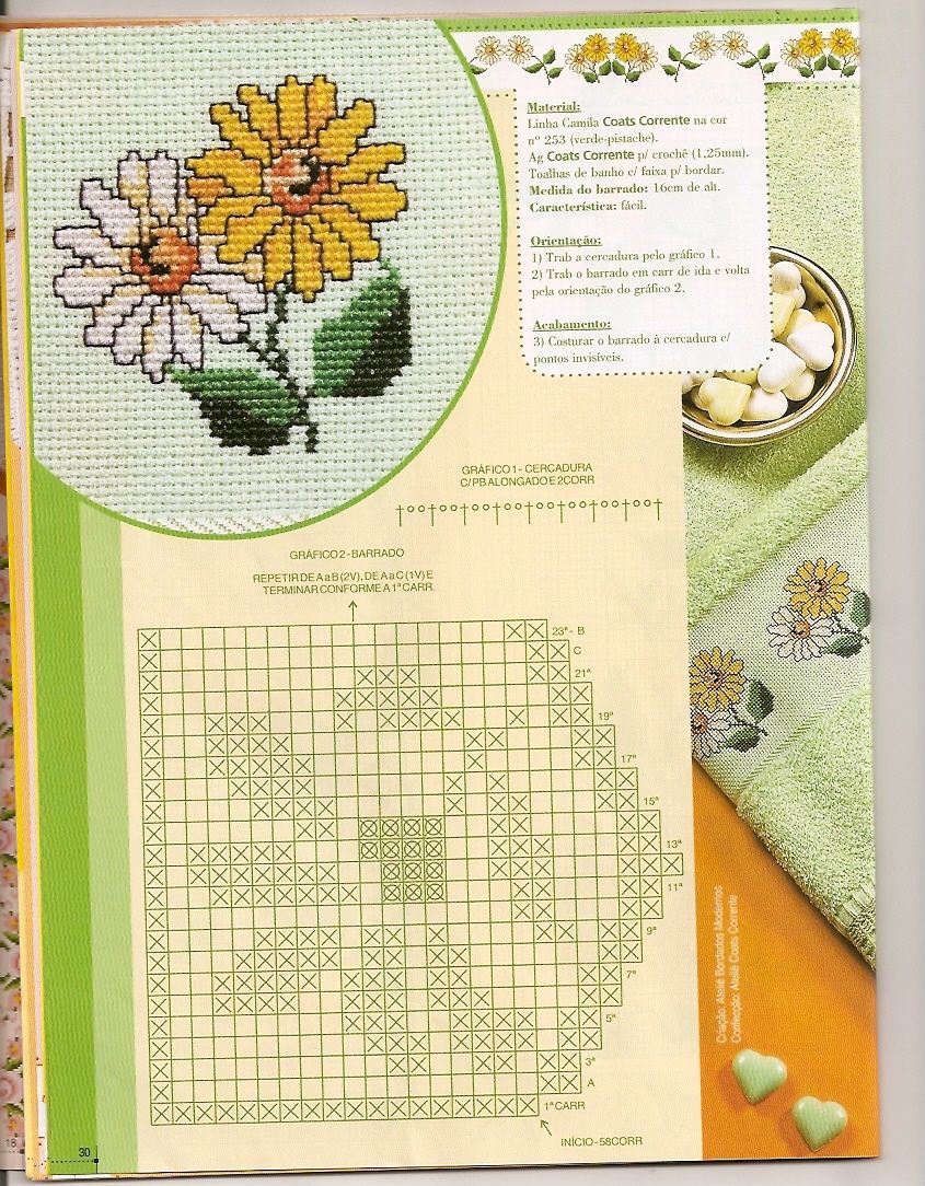 Schema punto croce Asciugamani Margherite 02