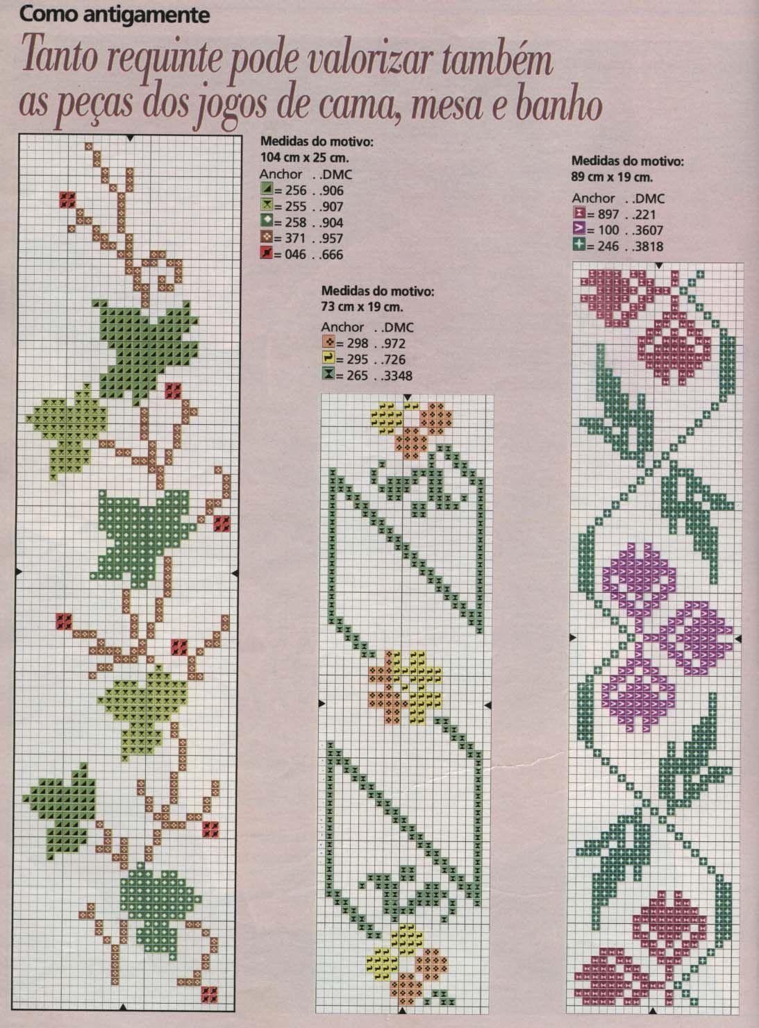 Schema punto croce Bordi Fiori E Foglie