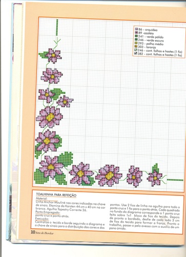 Schema punto croce Bordi Floreali 08