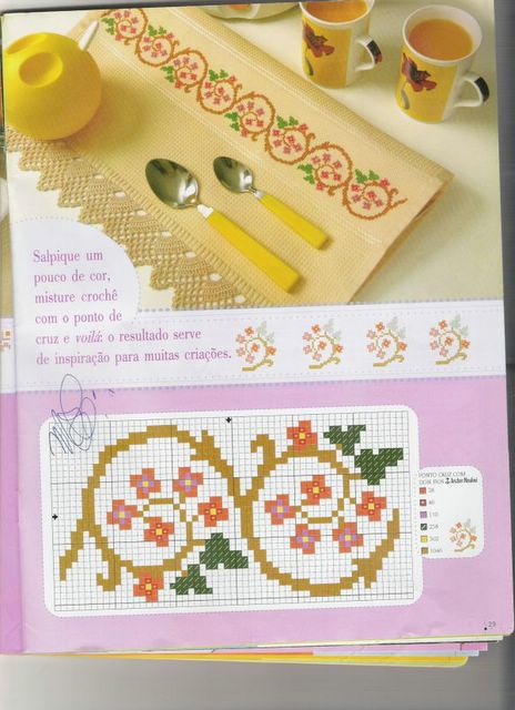 Schema punto croce Bordi Floreali 100