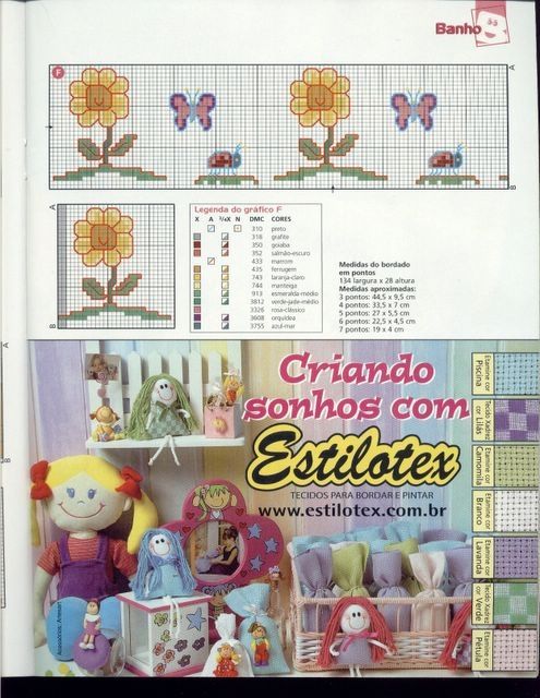 Schema punto croce Bordi Floreali 102