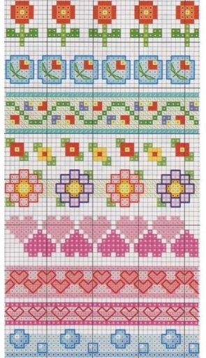 Schema punto croce Bordi Floreali 103