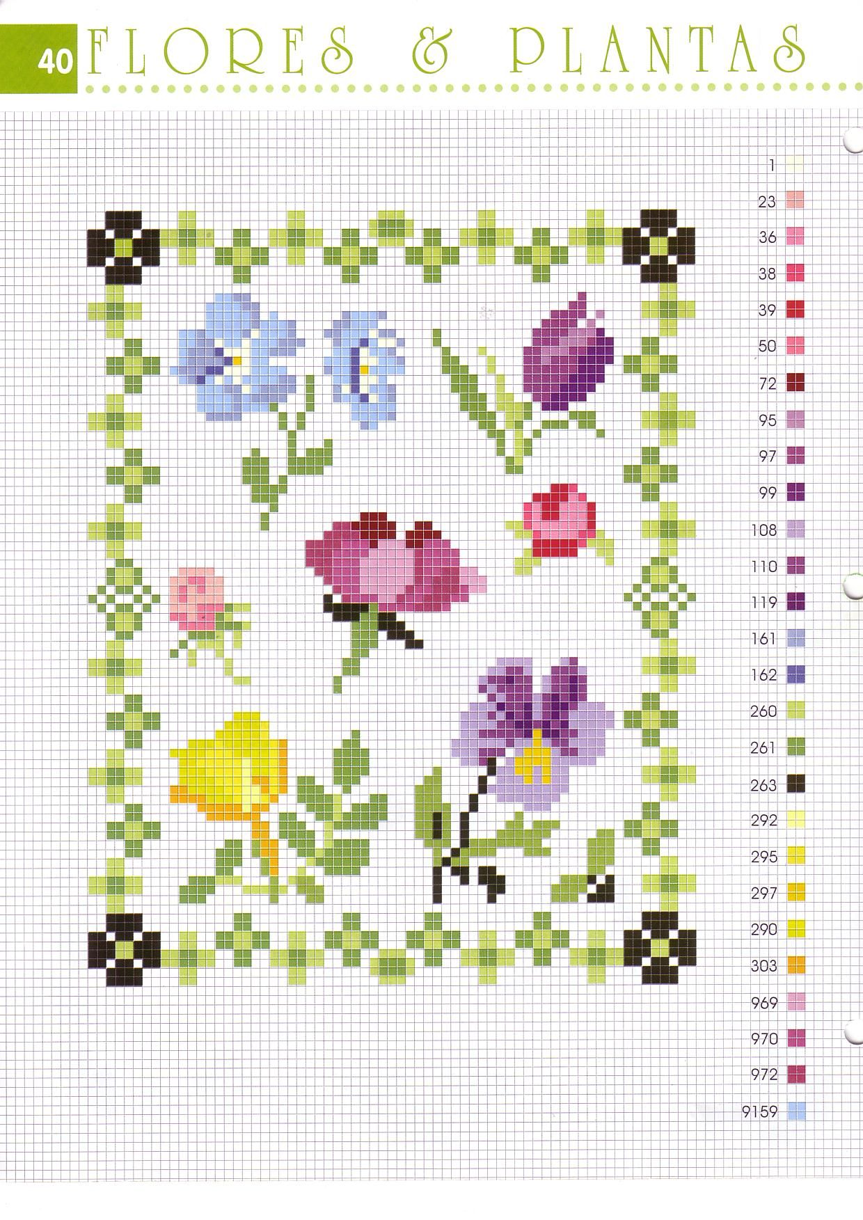 Schema punto croce Bordi Floreali 111