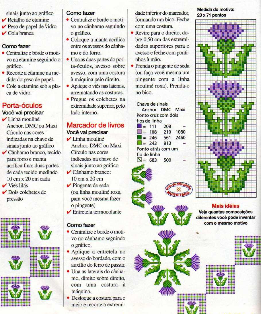 Schema punto croce Bordi Floreali 113