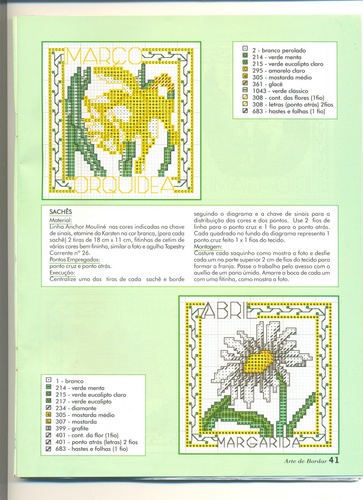 Schema punto croce Bordi Floreali 15