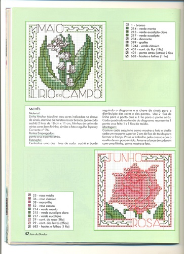 Schema punto croce Bordi Floreali 16