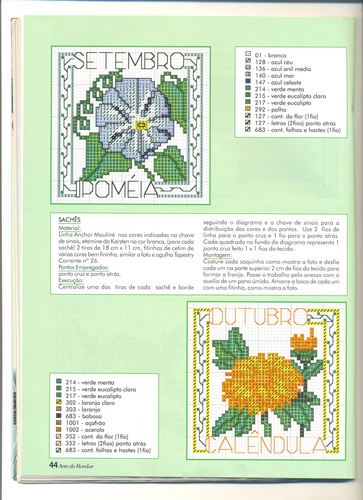 Schema punto croce Bordi Floreali 18