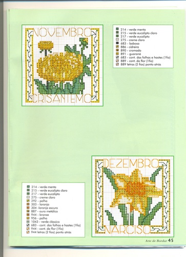 Schema punto croce Bordi Floreali 19