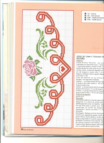 Schema punto croce Bordi Floreali 22