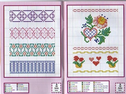 Schema punto croce Bordi Floreali Geometrici
