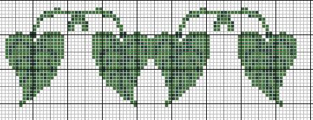 Schema punto croce Bordo-foglie-a-cuore