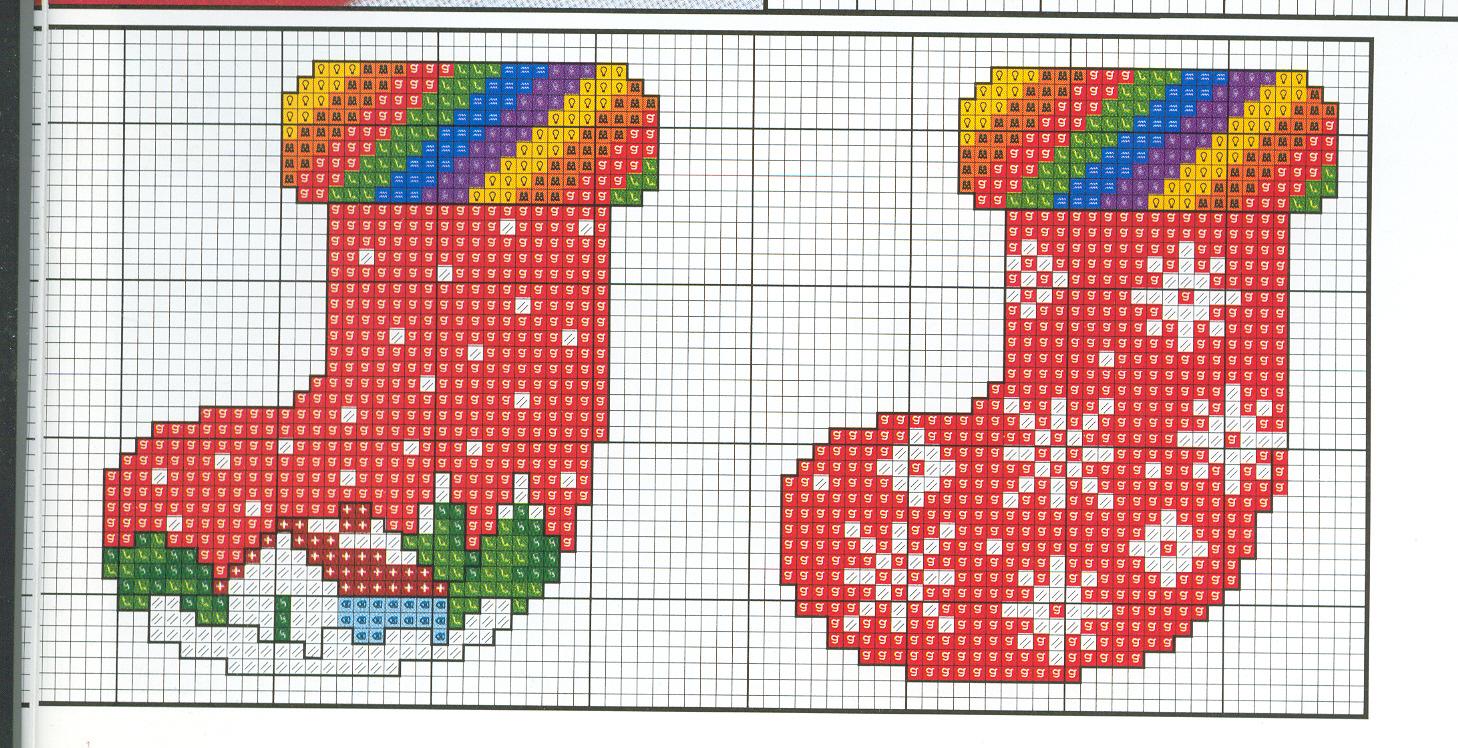 Schema punto croce Bordo Calza Natale 02