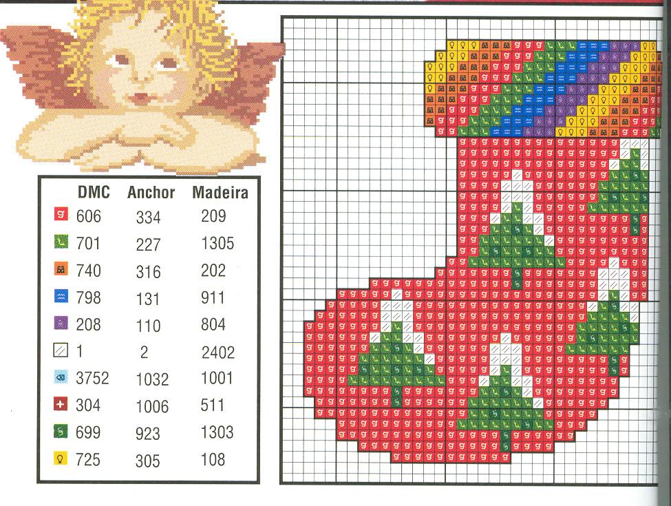 Schema punto croce Bordo Calza Natale 03
