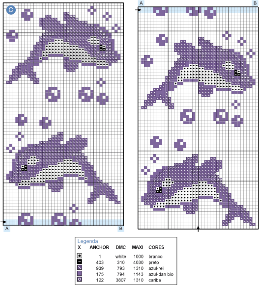 Schema punto croce Dolci Delfini 10