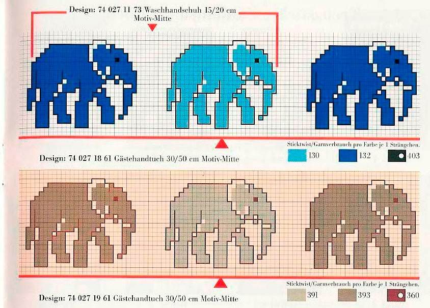 Schema punto croce Elefanti