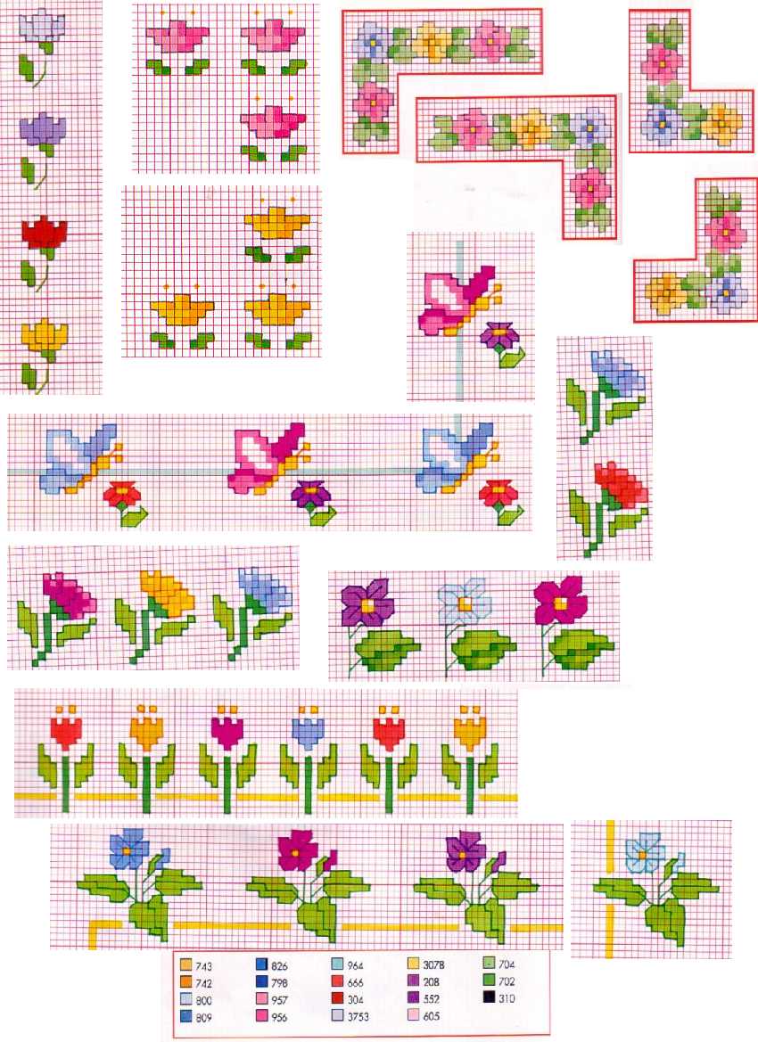 Schema punto croce Fiorellini E Farfalline