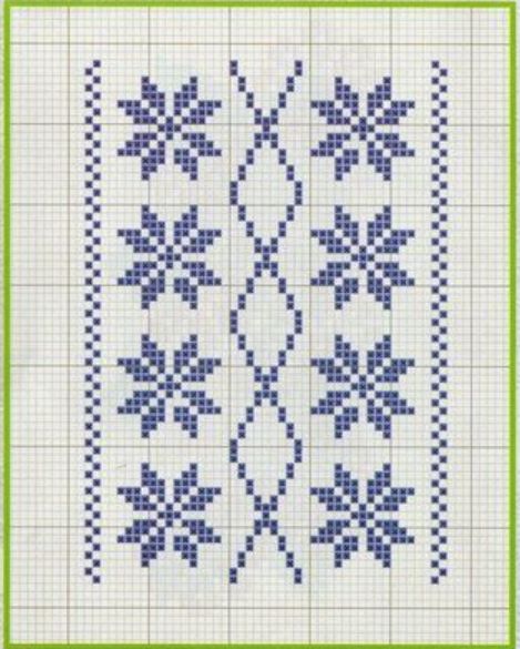 Schema punto croce Fiori In Blu 01