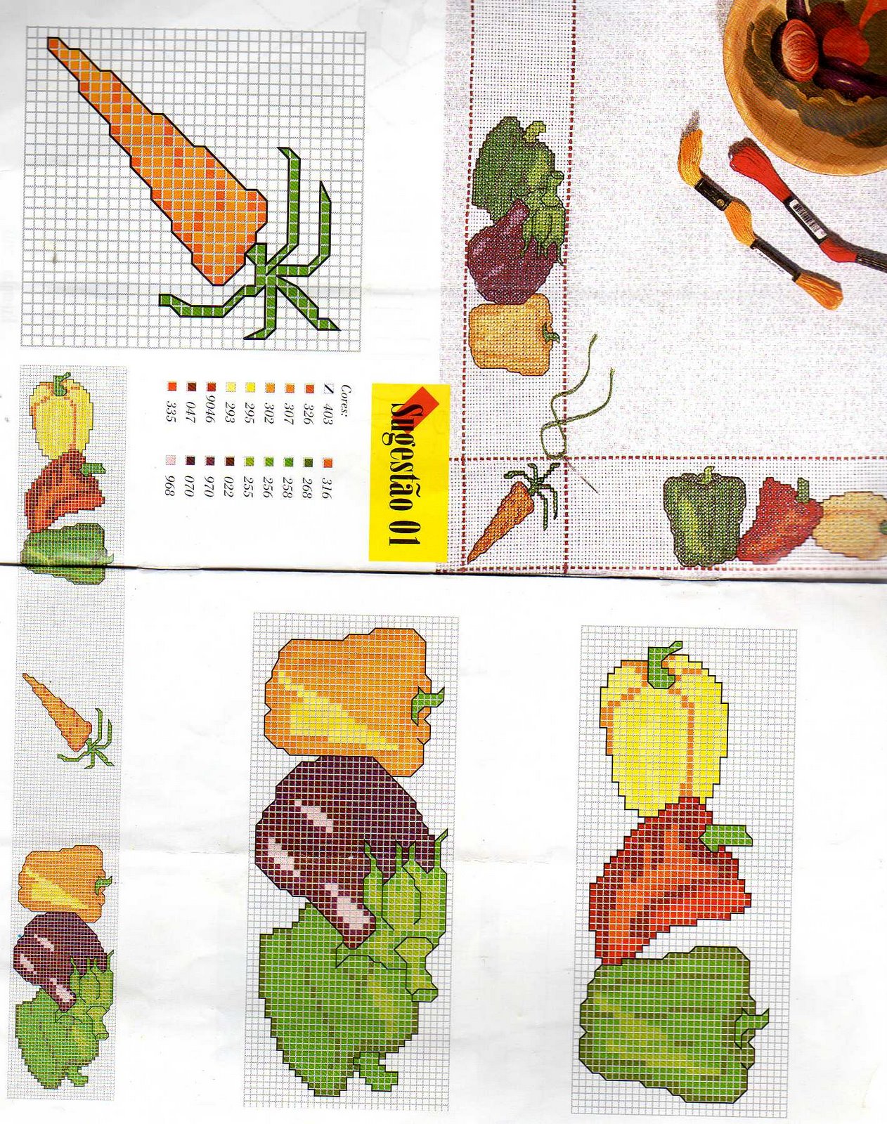 Schema punto croce Peperoni Con Carota