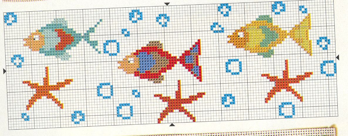 Schema punto croce Pesci E Stelle