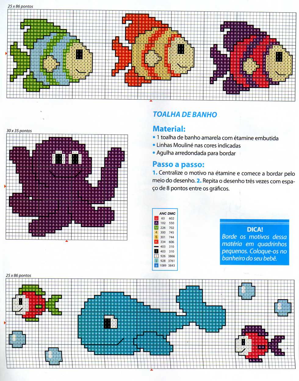 Schema punto croce Pesci Polipo Balena