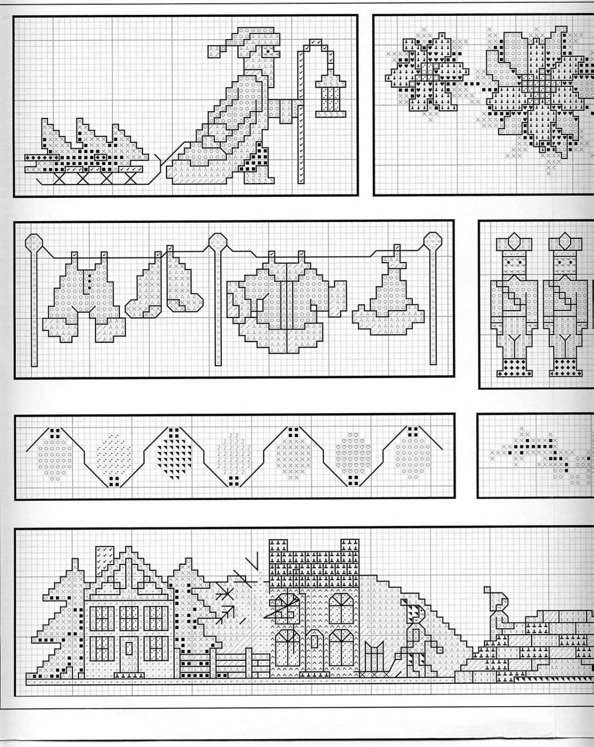 Schema punto croce Natale Antico 02