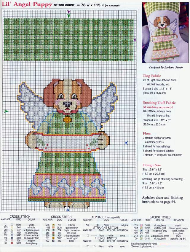 Schema punto croce Calza Angeli 1c