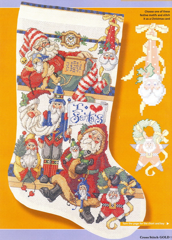 Schema punto croce Calza Babbonatale 16a