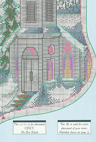 Schema punto croce Calza Paesaggio Innevato-7