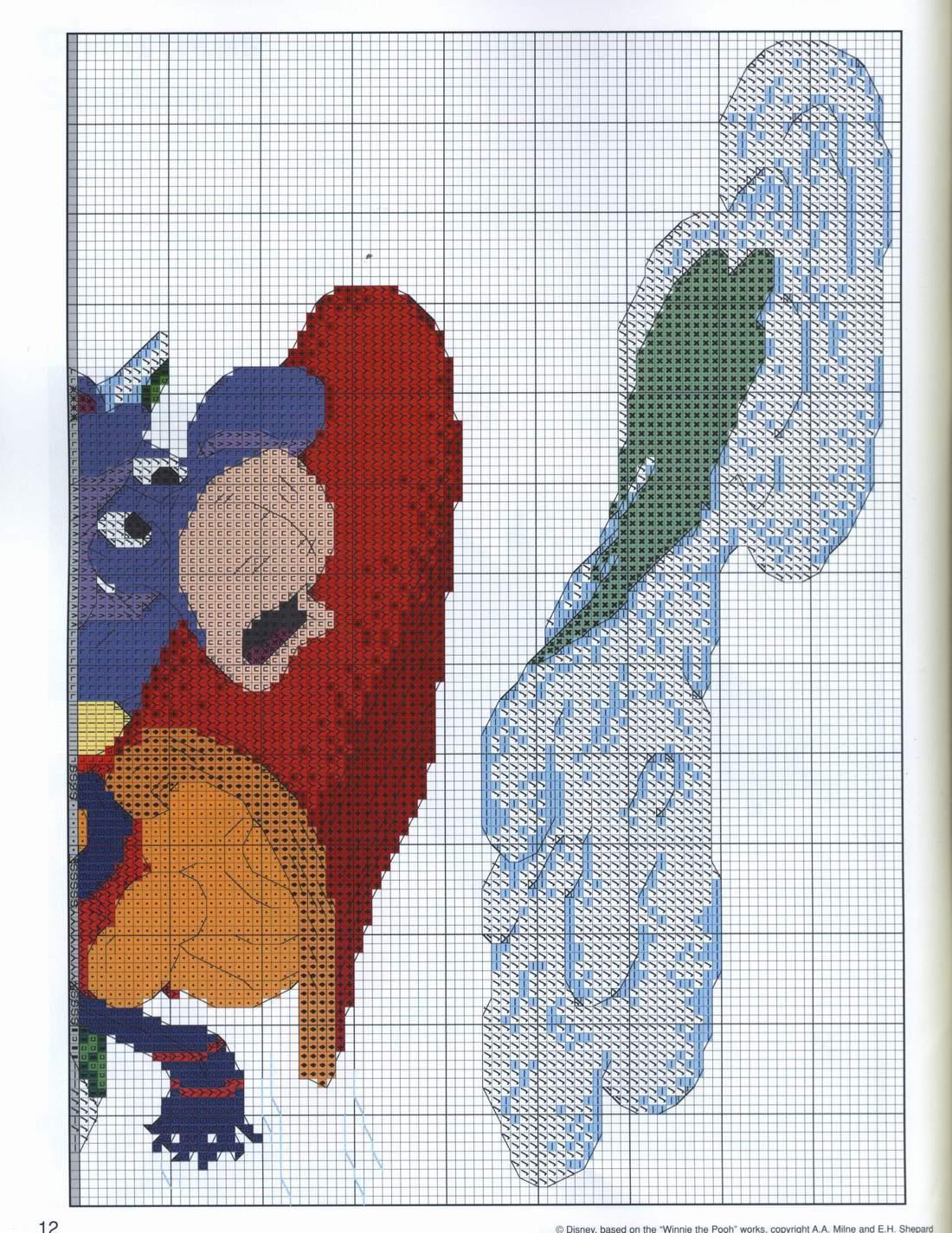 Schema punto croce Calza Pooh 1d