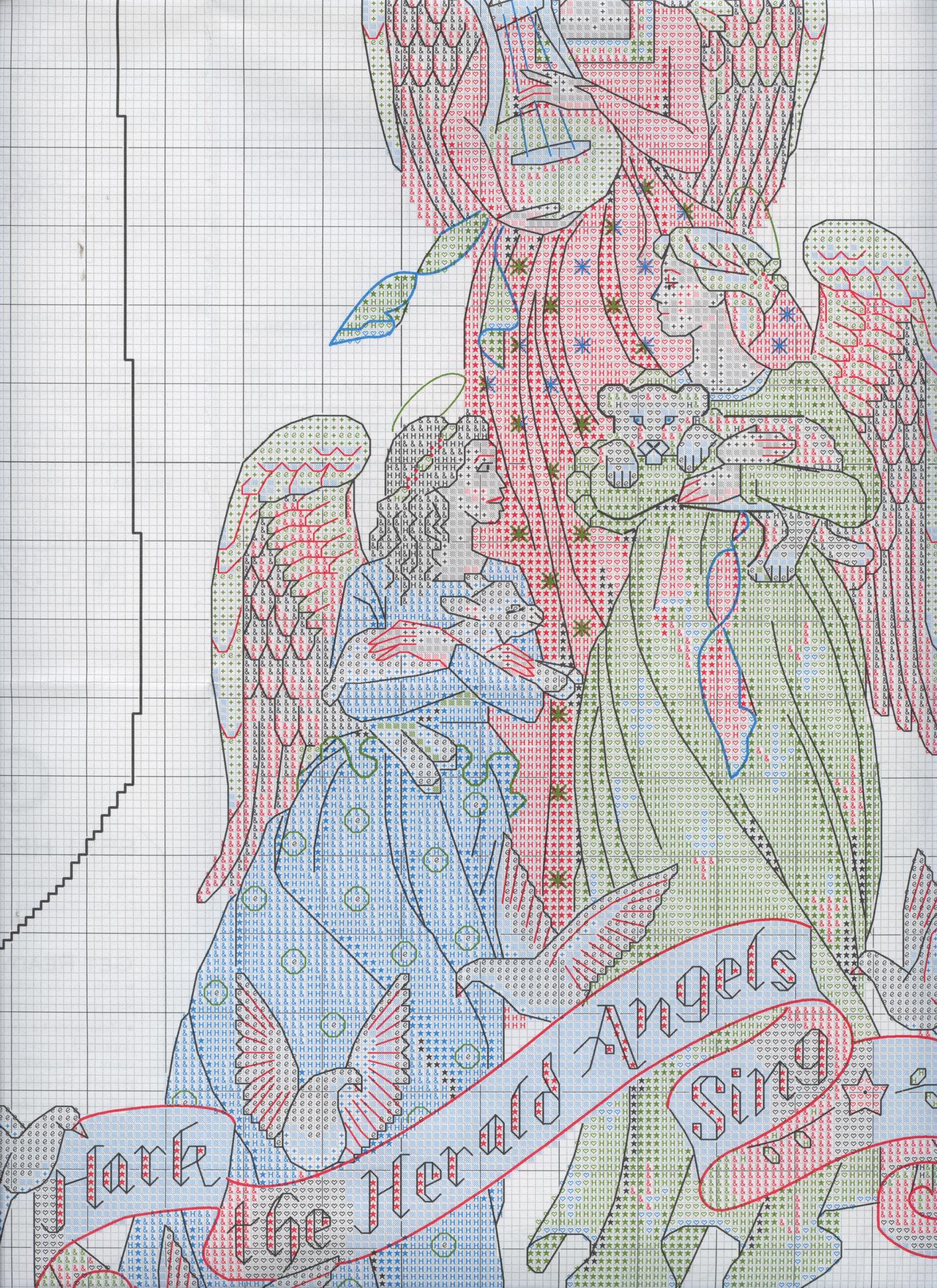 Schema punto croce Calza Tris Angeli 1d