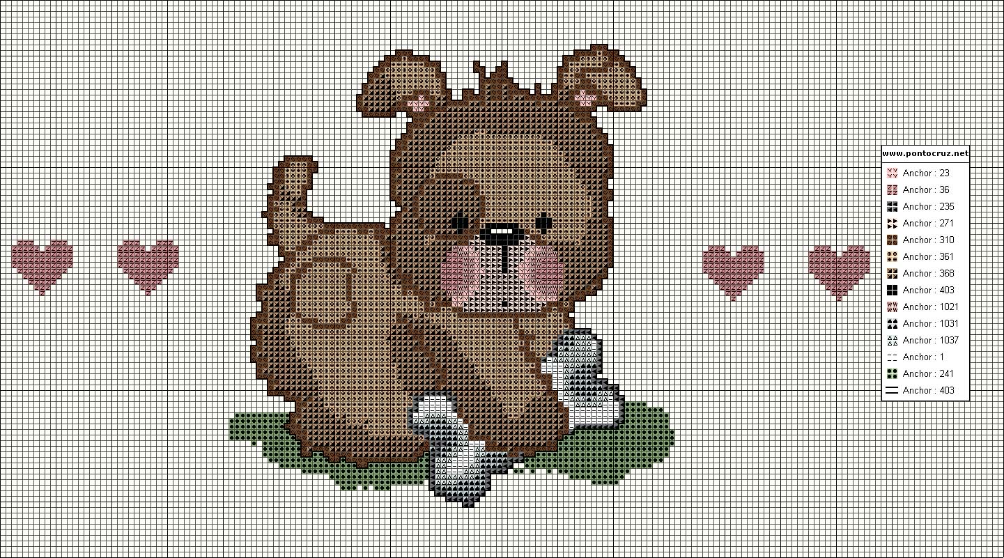 Schema punto croce Cagnolino Con Osso