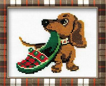 Schema punto croce Cane Ciabatta 01