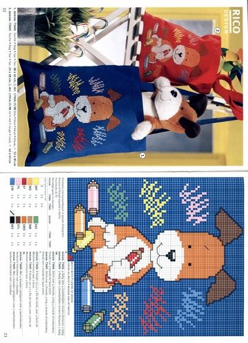 Schema punto croce Cane Colori