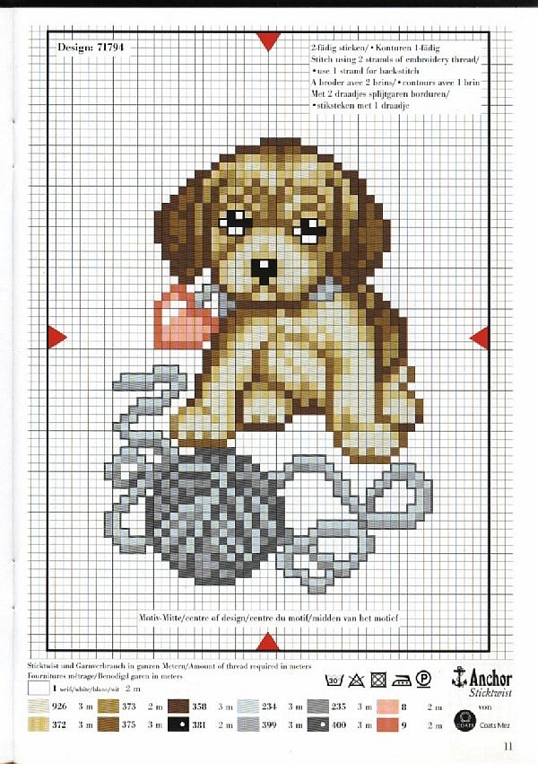 Schema punto croce Cane Gomitolo