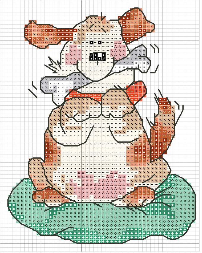 Schema punto croce Cane Osso In Bocca 1