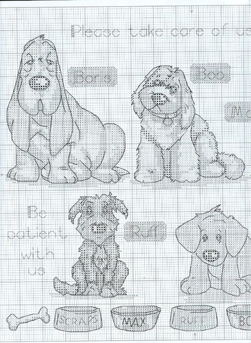 Schema punto croce Cani Ciotole 02