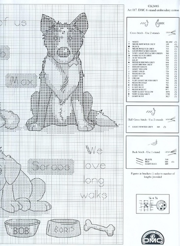 Schema punto croce Cani Ciotole 03