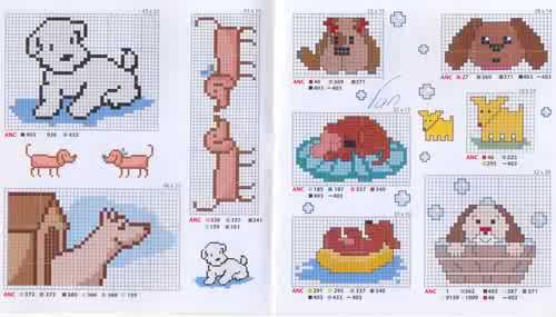 Schema punto croce Cani Cuccia