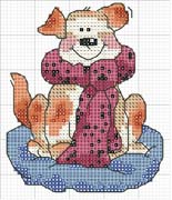 Schema punto croce Cane Sciarpa 1