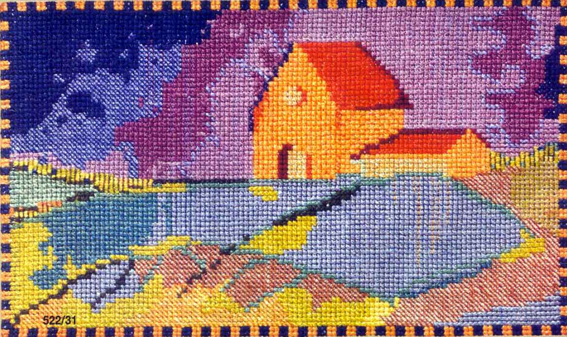 Schema punto croce Casa Colorata 01