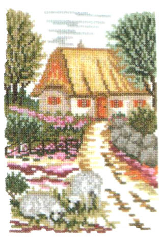 Schema punto croce Casa Con Campo 01