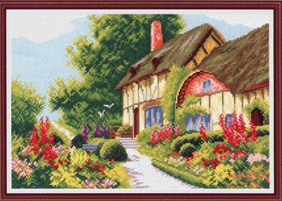 Schema punto croce Casa Con Giardino 01