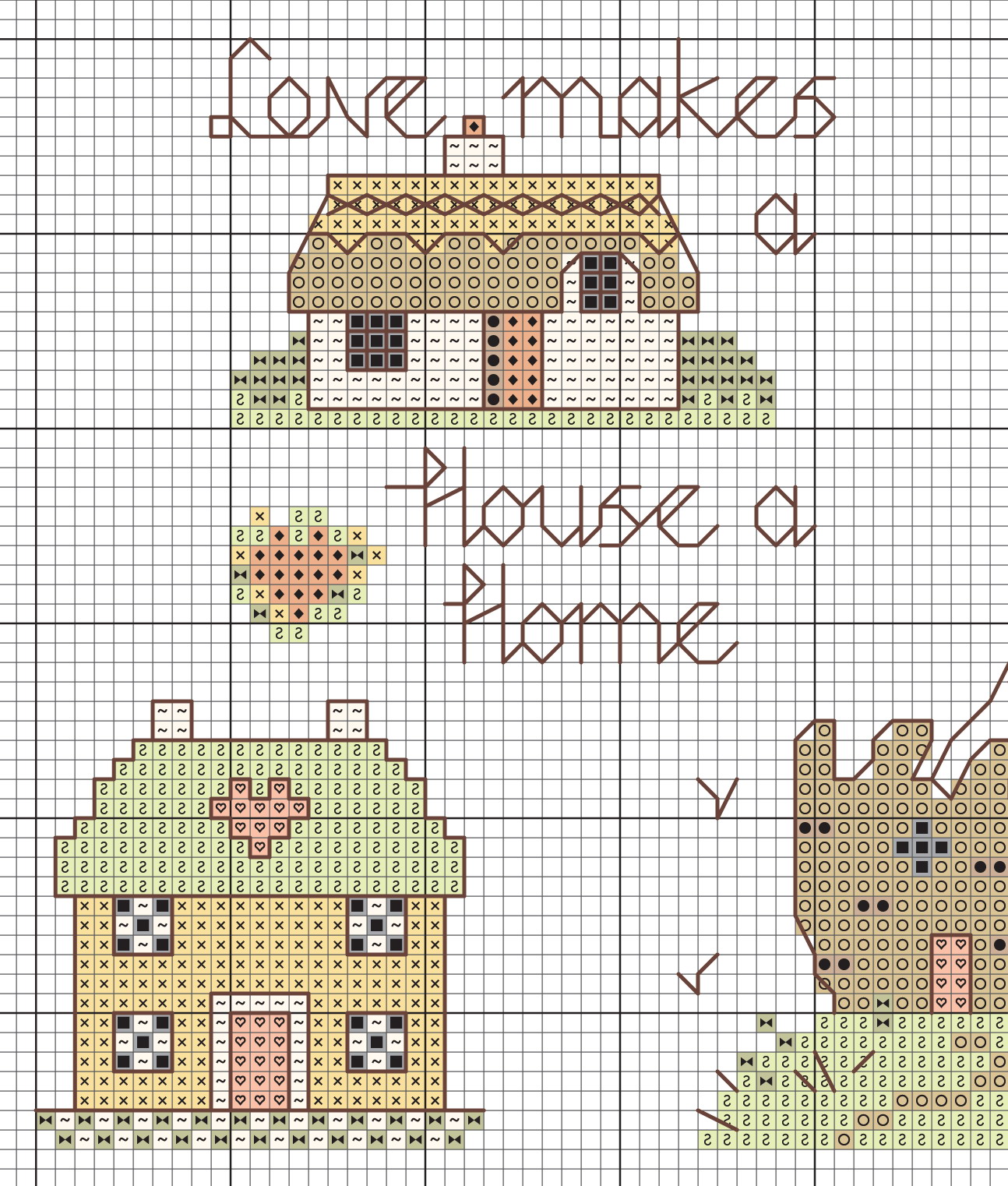 Schema punto croce Cottages Casas 04