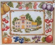 Schema punto croce Casa Moldura Frutas 01