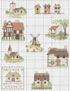 Schema punto croce Cottages Casas 03