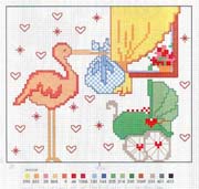 Schema punto croce Cicogna Passeggino