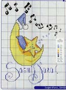 Schema punto croce Luna Note Musicali