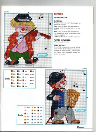 Schema punto croce Pagliaccio Con Violino